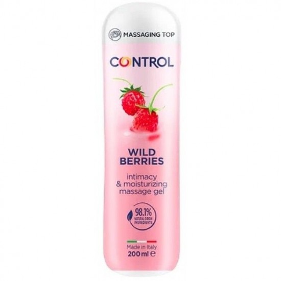 Control Wild Berries 3 em 1 Gel de Massagem 200ml é um gel lubrificante para momentos de prazer, graças à sua inovação tripla: ação massajadora, lubrificante e estimulante e com novo aroma morangos selvagens. Com to