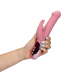 Vibrador Rabbit com Esferas internas Rotativas - Loveline - Rosa O Vibrador Loveline Rabbit possui 2 motores e 10 modos de vibração, é recarregável e à prova d'água. Possui função de movimento de esferas por baixo do silicone para o estímulo do ponto G e vibração para o clítoris. Feit