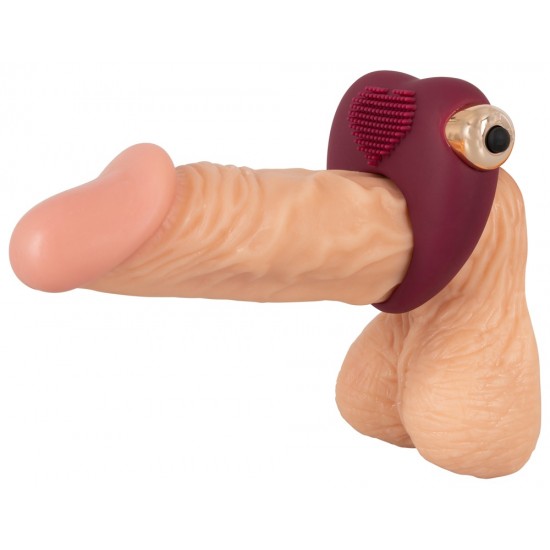 O anel peniano flexível em forma de coração tem pontos estimulantes e um vibrador de bala removível. Ele suporta sua ereção graças ao efeito de congestão sanguínea e fornece estimulação adicional emocionante durante o se