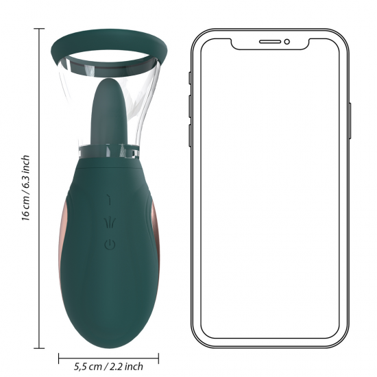 Bomba de Vácuo para Seios e Vagina com Vibração e Lingua - Verde Bomba de Vácuo para Seios e Vagina com Vibração e Lingua - Verde