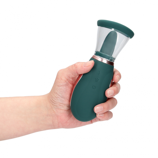 Bomba de Vácuo para Seios e Vagina com Vibração e Lingua - Verde Bomba de Vácuo para Seios e Vagina com Vibração e Lingua - Verde