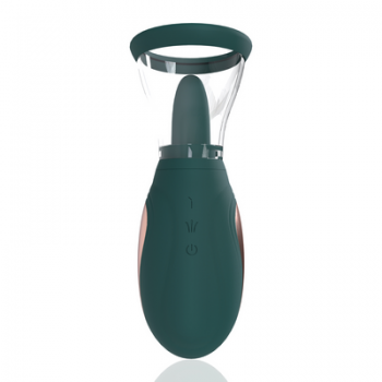 Bomba de Vácuo para Seios e Vagina com Vibração e Lingua - Verde