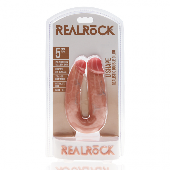 Dildo Realistico 2 em 1 Curvo 5'' (13 cm) - Pele O RealRock foi projetado para permitir que você se divirta ao máximo. Um dildo firme e macio ao toque, de aspecto natural e do tamanho certo. Suas veias realistas proporcionam estímulo extra no interior. Este modelo ofer