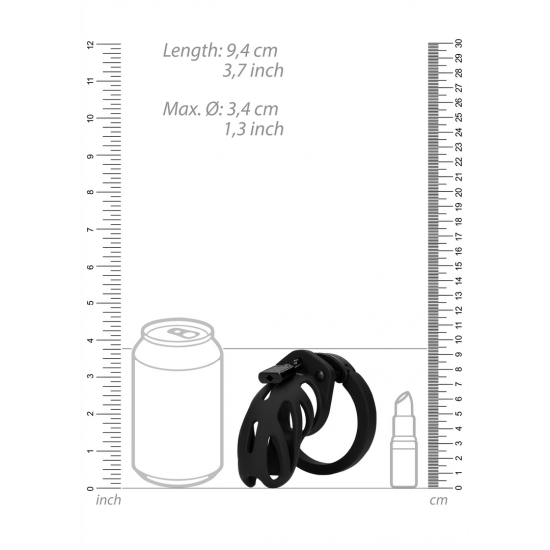Gaiola de Castidade - Model 24 - Black Gaiola de castidade masculina, controle as ereções de seu parceiro com esta gaiola de silicone e policarbonato, livre de ftalatos e a prova d'água.