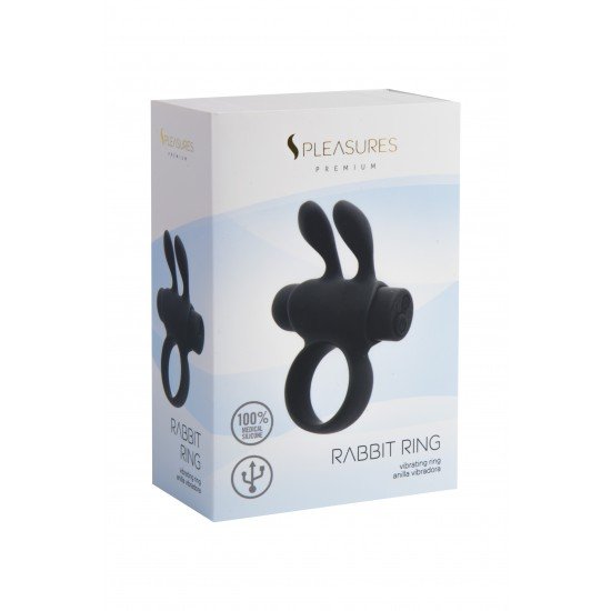 O  Rabbit Ring Silicone  é um anel vibratório para o pênis em forma de coelho, na cor preta. Possui bala recarregável, potente, silenciosa e removível. A bala tem 10 funções de vibração: 5 intensidades de vibra