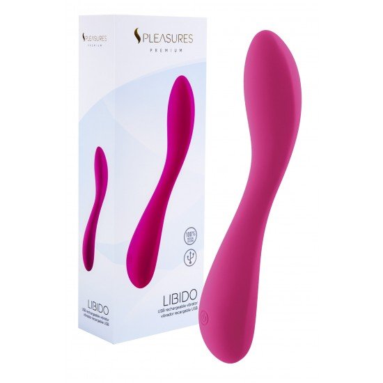 Libido é um vibrador de penetração vaginal projetado para massagear a zona G e é particularmente flexível. Com um design muito fino, elegante e ergonómico. Possui haste fina com ponta levemente mais larga e curva, d