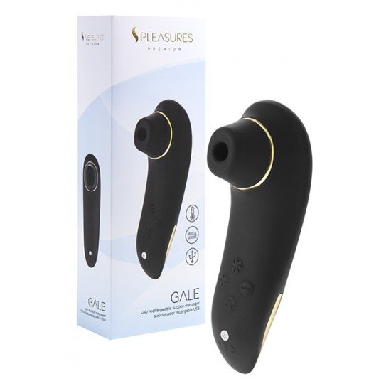 Gale é um dispositivo de sucção ideal para estimulação intensa do clitóris por meio de ondas de pressão suaves. A sua cor preta e dourada confere-lhe um toque elegante e muito ergonómico, pois adapta-se à palma da mão pa