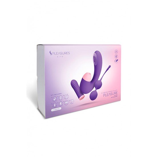 Pleasure Kit é um incrível pack de 2 brinquedos, 1 produto de saúde íntima, 2 produtos de cosmética erótica e 2 elementos do mundo bondage. Tudo pensado para jogos eróticos sozinho ou na melhor companhia. Este pack
