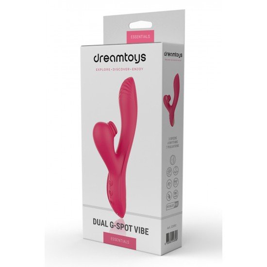VIBRADOR ESSENTIALS DUAL G-SPOT Vibrador do tipo Rabbit vem para atender a todos os teus desejos! Combina uma parte principal, que é flexível e possui uma curvatura que naturalmente o leva ao ponto G; com um massageador de clitóris totalmente fora do c