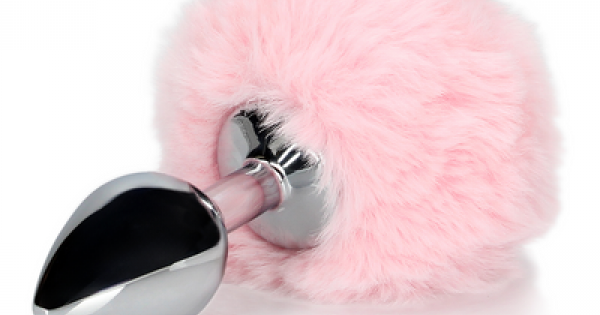 Plug Anal Metalico com Rabo de Coelho Rosa - Sex Shop Fruto Proibido