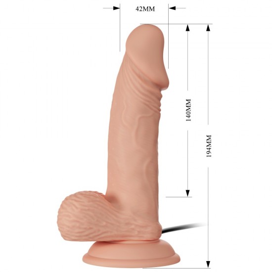 Pénis Realista com vibração. Impermeável. Material: Termoplástico. Usa Pilhas: 2x AA. Aviso: O produto deve ser lavado antes e depois de usar. É recomendado produto de limpeza. Não usar na pele inflamada ou ferida. Usar