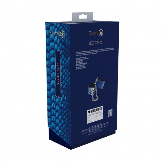 Florence Collection - Algemas Tornozelos - Azul Os Florence Collection Algemas Tornozelos da Ouch! são ajustáveis em tamanho e são facilmente fixados juntos ou em outros objetos. Feitos de couro sintético, eles apresentam um acabamento iridescente em seu hardware, d