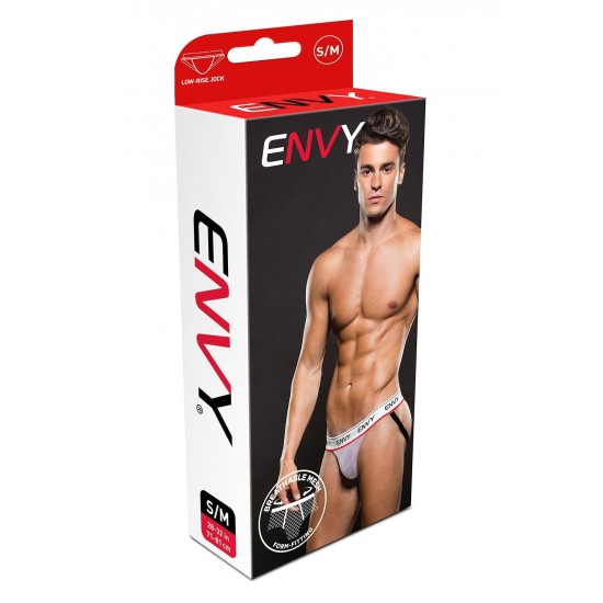 Jock de Malha Elástica com Logo S/M LOGO ELASTIC LOWRISE MESH JOCK WHT S/M