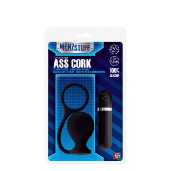 Plug Anal c/ Anel Ass Cork Wide Menzstuff 7.5cm Preto