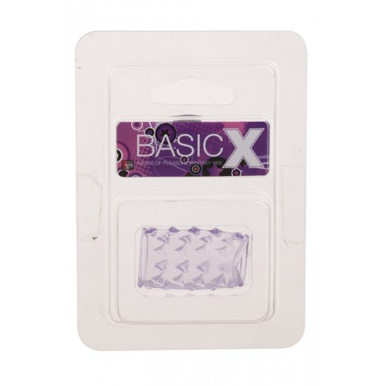 Manga Pénis BasicX Roxo Um adereço imprescindível.Manga para pénis, feita em material clínico e sofisticado, com saliências para que possam desfrutar de uma estimulação mais intensa.