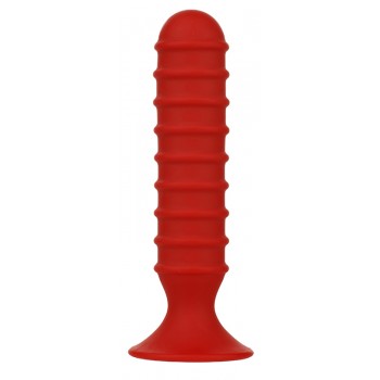 MENZSTUFF RIBBED TORPEDO PLUG 6INCH RED 