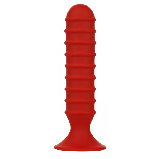 MENZSTUFF RIBBED TORPEDO PLUG 6INCH RED
