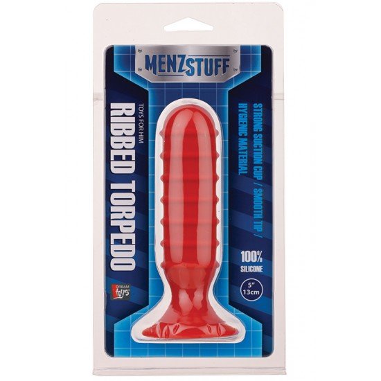 MENZSTUFF RIBBED TORPEDO PLUG 5INCH RED