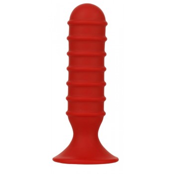 MENZSTUFF RIBBED TORPEDO PLUG 5INCH RED 