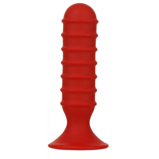MENZSTUFF RIBBED TORPEDO PLUG 5INCH RED
