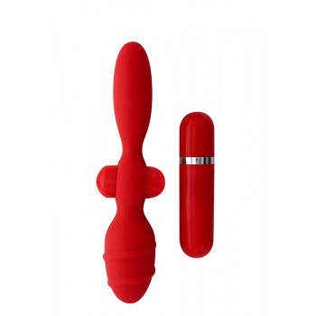 Vibrador Anal Duplo Thriller Ass Menzstuff 10cm Vermelho