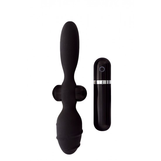 Vibrador anal duplo, pois pode utilizar qualquer uma das pontas e, assim, obter prazeres e estimulações diferentes... o que lhe apetece hoje? Munido de 10 diferentes ritmos de vibração e fácil de controlar através do com