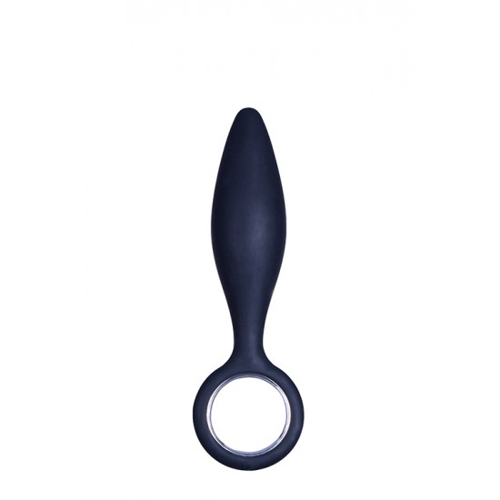 Prazer agudo. Butt plug de silicone que o levará ao extase. Com um anel para facilitar o manuseio do brinquedo. Altamente criativo e design ergonómico. Tamanho: 12,5cm Material: Silicone Cor: Preto