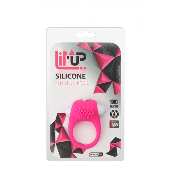 Anel com Vibração para Pénis 5 Lit-Up Rosa Apimente os seus momentos a dois.Anel para pénis, 100% silicone, flexível e com uma bala vibratória de uma velocidade no topo e saliências para uma estimulação extra da sua parceira.À prova de água.