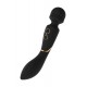 O estimulador wand Celine da coleção Elite da Dream Toys é uma varinha preta com detalhes elegantes em dourado, um cabo resistente, uma cabeça arredondada e um pescoço ligeiramente flexível. Equipado com 2 potentes motor