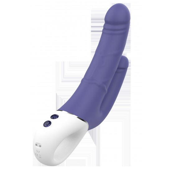 O duplo prazer está ao alcance com um simples toque de um botão! O vibrador Double Pleasure da Vibes of Love oferece vibrações profundas para estimulação vaginal e anal simultânea. Este vibrador duplo tem duas hastes em