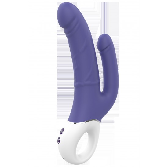 O duplo prazer está ao alcance com um simples toque de um botão! O vibrador Double Pleasure da Vibes of Love oferece vibrações profundas para estimulação vaginal e anal simultânea. Este vibrador duplo tem duas hastes em