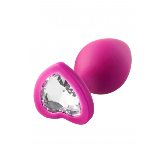 Este conjunto de 3 plugues de silicone é ótimo para usuários que desejam variar os tamanhos dos plugues ou que desejam treinar de pequeno a grande. Os plugues rosa têm uma pedra preciosa em forma de coração na base que f