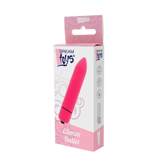 Bala Vibratória Climax Dream Toys Rosa Adicione uma estimulação extra aos seus momentos íntimos a solo ou a dois e estimule os mais pequenos e doces pontos!Com apenas um botão por onde pode navegar entre os 10 funções diferentes e em material suave e acetinad
