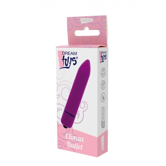 Bala Vibratória Climax Dream Toys Roxo Adicione uma estimulação extra aos seus momentos íntimos a solo ou a dois e estimule os mais pequenos e doces pontos!Com apenas um botão por onde pode navegar entre os 10 funções diferentes e em material suave e acet