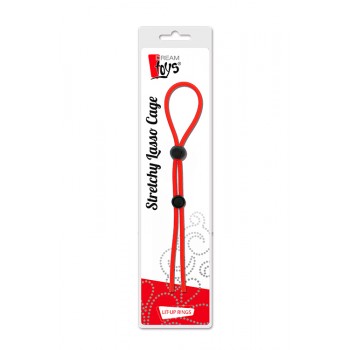 Anel Pénis Duplo Stretchy Lasso Cage Regulável Dream Toys Vermelho