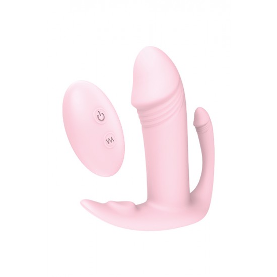 Vibrador de estimulação de 3 pontos, equipado com um potente motor que lhe oferece 9 diferentes padrões de vibração. Com formato de pénis e duas extensões, uma para estimulação anal e outra clitoriana.Com comando de cont