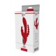 Vibrador rabbit com estimulador clitoris e anal RED REVOLUTION HERA Vibrador de coelho. 2 Motores potentes, na parte superior em forma de cabeça do pênis e no estimulador do clitóris. Eixo flexível. 7 + 3 padrões de vibração. Estimulação do ponto G. Acessório de cordão anal. Cócegas de o