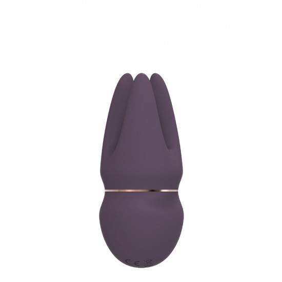Estimulador de três pontos. 1 motor poderoso. 3 Padrões de vibração. Modo de escalonamento. Silicone premium. IPX7 à prova d'água. Recarregável via USB, tempo de carregamento 2,5 horas. Tempo de reprodução: 1 hora. Feito