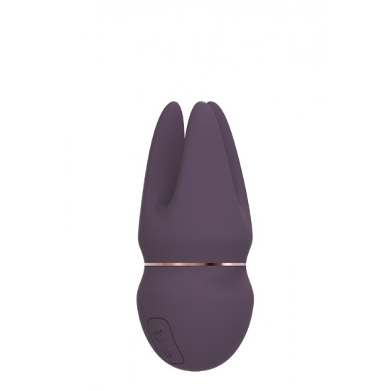 Estimulador de três pontos. 1 motor poderoso. 3 Padrões de vibração. Modo de escalonamento. Silicone premium. IPX7 à prova d'água. Recarregável via USB, tempo de carregamento 2,5 horas. Tempo de reprodução: 1 hora. Feito