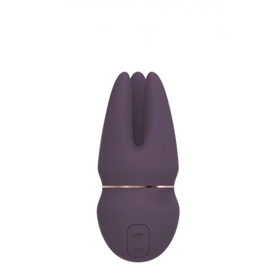 Estimulador de três pontos. 1 motor poderoso. 3 Padrões de vibração. Modo de escalonamento. Silicone premium. IPX7 à prova d'água. Recarregável via USB, tempo de carregamento 2,5 horas. Tempo de reprodução: 1 hora. Feito