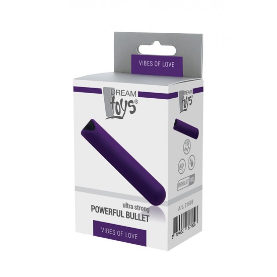 Bala Vibratória Potente Recarregável Vibes of Love Dream Toys Roxo Esta potente bala vibratória com o rótulo Vibes of Love da Dream Toys é feita em silicone e ABS, sem ftalatos e oferece-lhe 10 intensas vibrações. Graças às suas dimensões pode levá-a consigo para qualquer lugar discreta