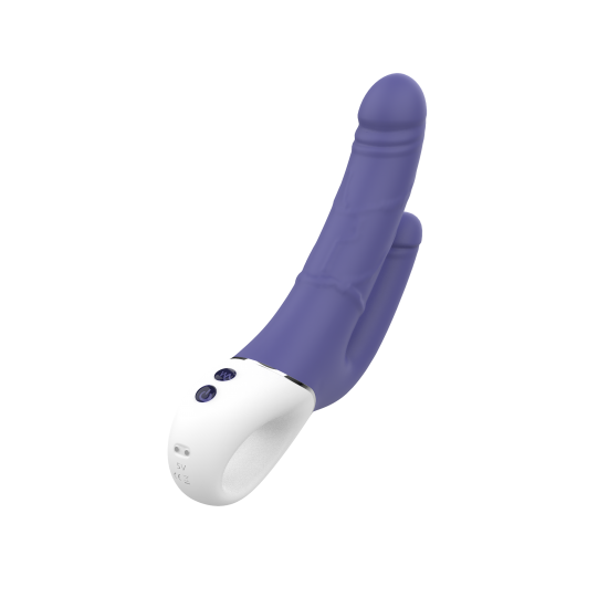 O duplo prazer está ao alcance com um simples toque de um botão! O vibrador Double Pleasure da Vibes of Love oferece vibrações profundas para estimulação vaginal e anal simultânea. Este vibrador duplo tem duas hastes em