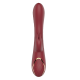 Este vibrador Romance duo com um estimulador clitoriano em forma de coelho é chamado Emily. A caixa tem o estilo romance típico: um fundo de cetim branco, detalhes dourados, imagens claras do brinquedo, uma descrição mul