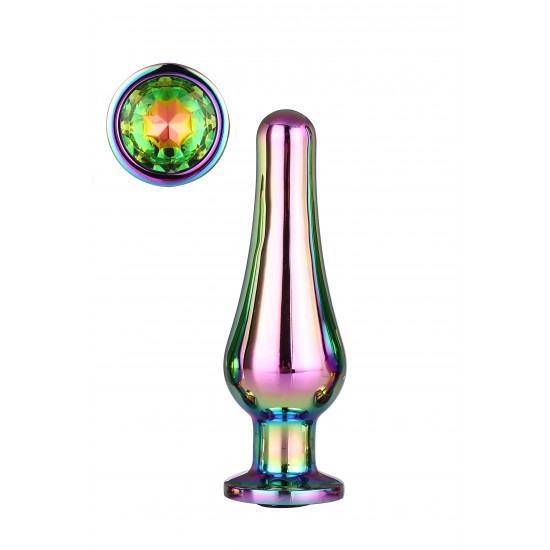 A coleção Gleaming Love apresenta este plug anal de formato cônico e brilhante com uma pedra preciosa na base. Feito de alumínio leve e liso, este brinquedo de prazer é fácil de deslizar e a largura crescente é garantida