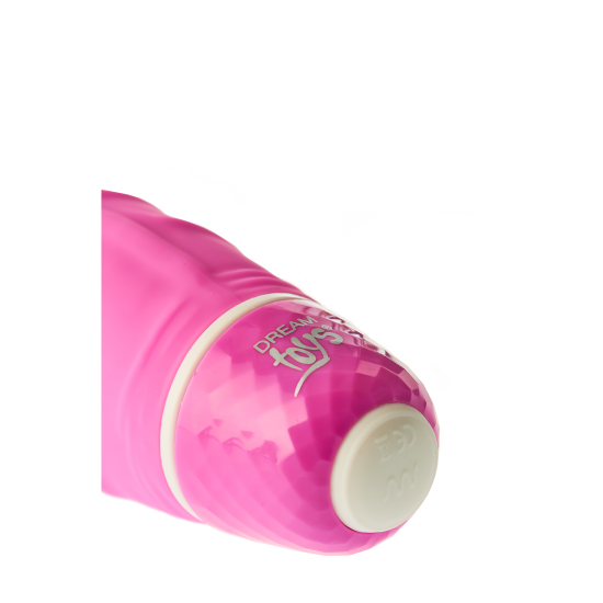 Este mini vibe com formato de pênis é fácil de usar porque todas as 7 funções diferentes podem ser operadas com um único botão na parte inferior. Oferece 3 ritmos pulsantes, 1 ritmo escalonado e 3 ritmos vibrantes. Vibra