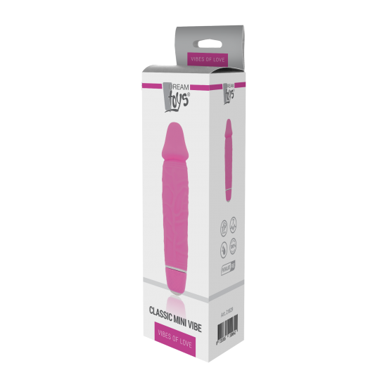 Este mini vibe com formato de pênis é fácil de usar porque todas as 7 funções diferentes podem ser operadas com um único botão na parte inferior. Oferece 3 ritmos pulsantes, 1 ritmo escalonado e 3 ritmos vibrantes. Vibra