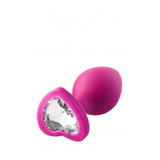 Este conjunto de 3 plugues de silicone é ótimo para usuários que desejam variar os tamanhos dos plugues ou que desejam treinar de pequeno a grande. Os plugues rosa têm uma pedra preciosa em forma de coração na base que f