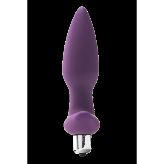 Este plug vibratório Flirts é feito de silicone roxo suave que é macio ao toque. A forma cônica permite fácil inserção. O plugue tem uma base em forma de âncora para garantir que o plugue permaneça no lugar e aumentar a