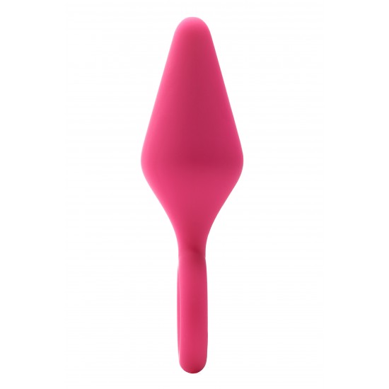 Este plug anal Flirts tem um anel na base para fácil manuseio. É feito de silicone rosa suave que é macio ao toque. É um plug de tamanho pequeno, por isso é adequado para iniciantes que desejam experimentar o prazer anal