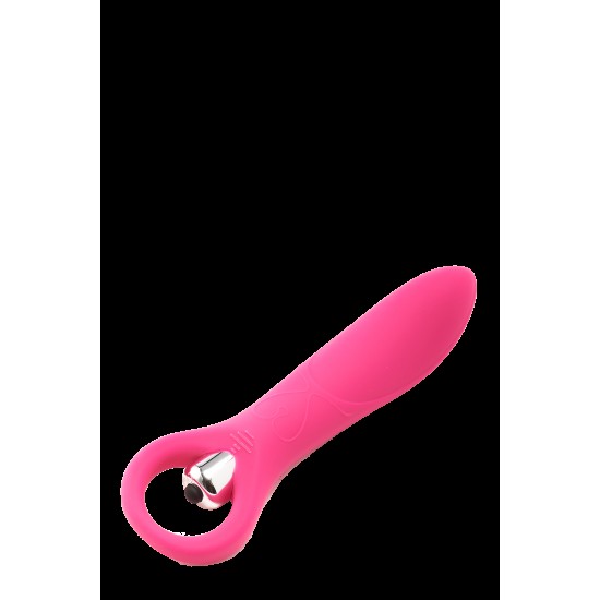 Este vibrador Flirts é feito de silicone rosa suave com um anel na base para facilitar o manuseio. A ponta é ligeiramente curvada para estimulação do ponto G. Com uma bala removível que oferece 10 ritmos de vibração. As